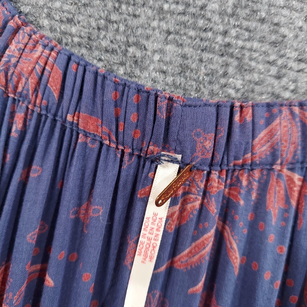 Free People Dress Womens Large Blue Floral Maxi Long Sleeve Boho Peasant Pockets - Picture 5 of 14